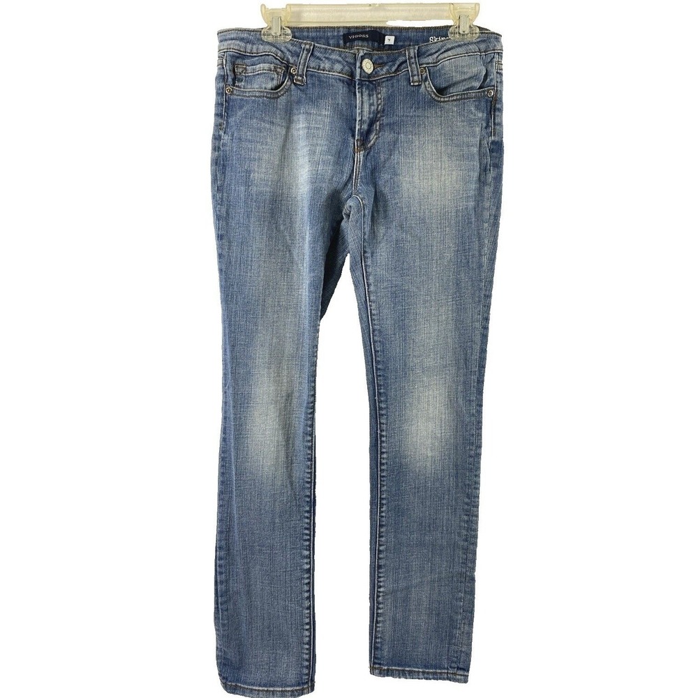 Vigoss Jeans Womens 7 Junior Skinny Mid Rise‎ Medium Wash Stretch Denim Distress